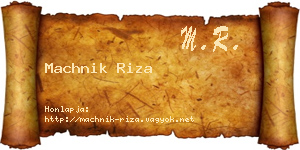 Machnik Riza névjegykártya